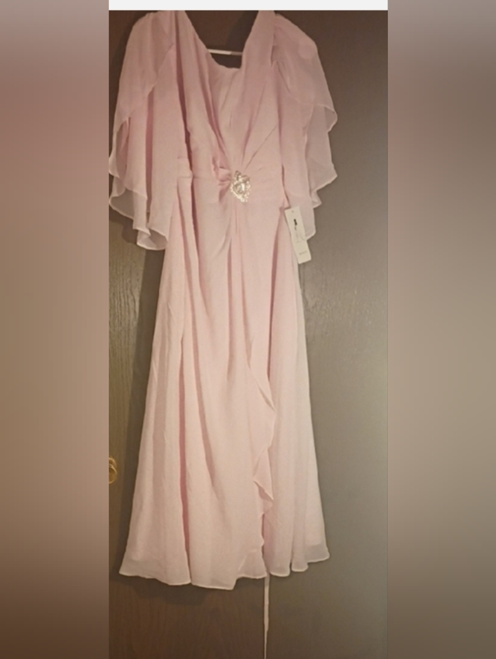 Pink Chiffon Occasion Dress with Embellished Waist